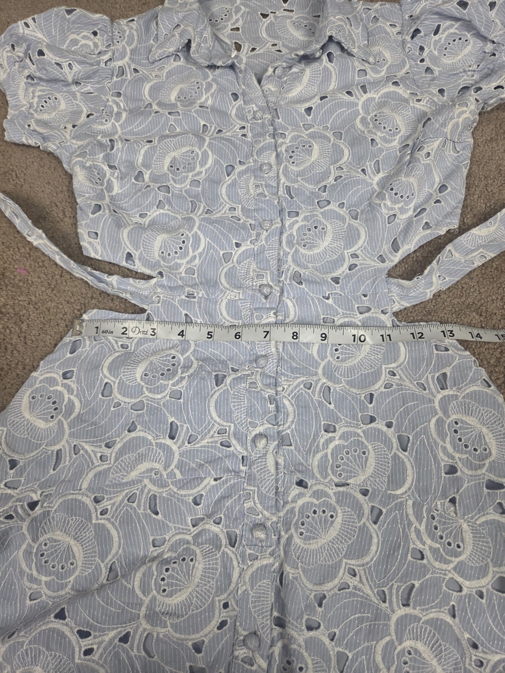 Light Blue Eyelet Shirt Dress - Women - Picture 9 of 11